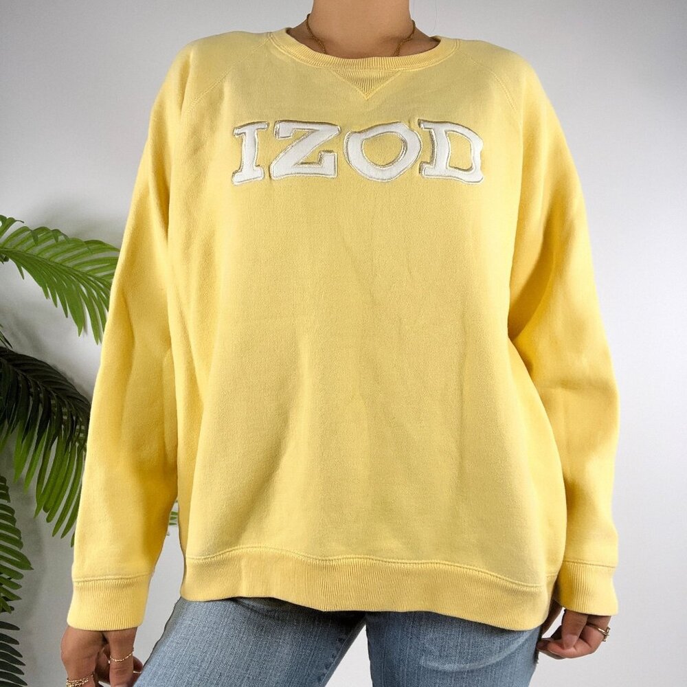 Vintage 90s Izod Womens Large Yellow Sweatshirt Classy Preppy Casual Sweater